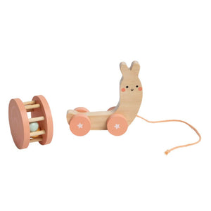 Pearhead Wooden Snail Pull Toy & Rattle