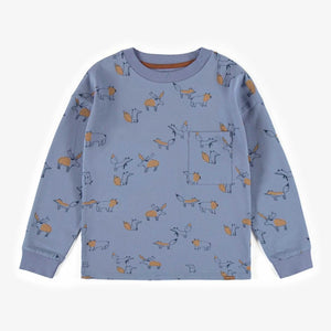 Souris Mini Long Sleeved T-Shirt, Blue Animal Print, 10