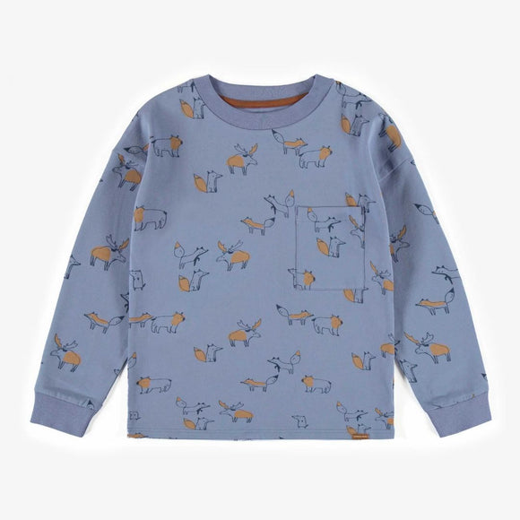 Souris Mini Long Sleeved T-Shirt, Blue Animal Print, 12