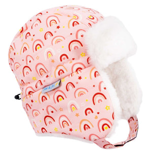 Jan & Jul Toasty Dry Trapper Hat, Pink Rainbow, S (3-9M)