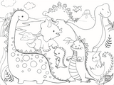 Funny Mat Washable Coloring Puzzle with Markers, Dinos