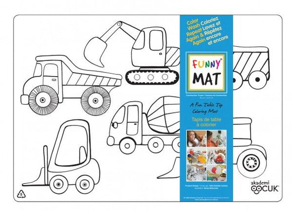 Funny Mat Construction Washable Coloring Mat, 18.9x13.2