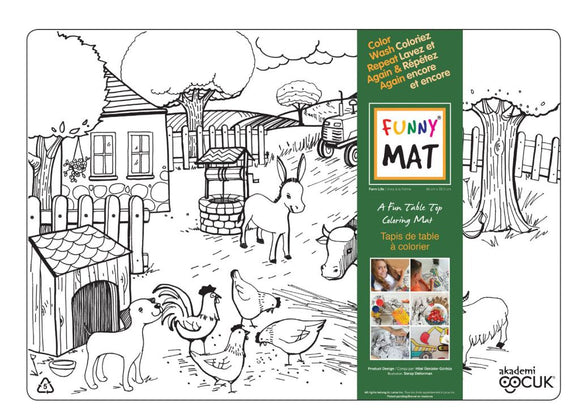 Funny Mat Farm Animals Washable Coloring Mat, 18.9x13.2