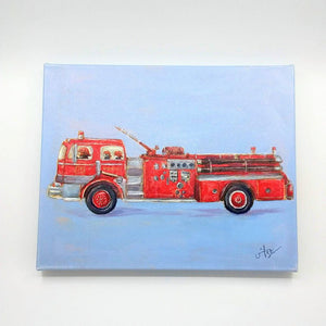 Jenny Dale Designs Canvas Fire Truck, 12x15"
