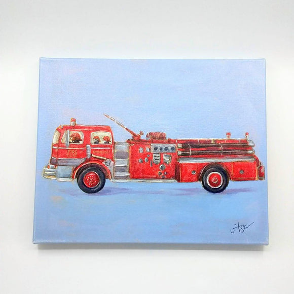 Jenny Dale Designs Canvas Fire Truck, 12x15