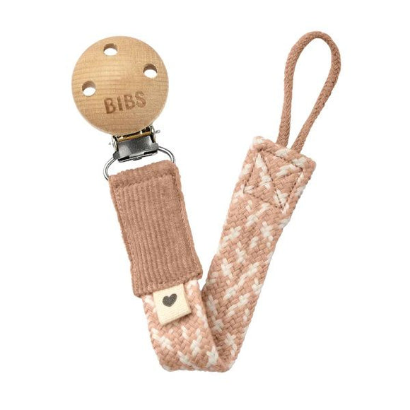 Pink braided pacifier clip