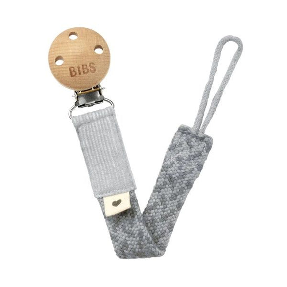 Grey braided pacifier clip