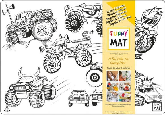 Funny Mat Monster Truck Washable Coloring Mat, 18.9x13.2