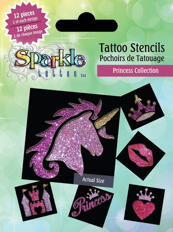 Sparkle Tattoo Tattoo Stencils, Princess Collection
