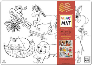 Funny Mat Playful Animals Washable Coloring Mat
