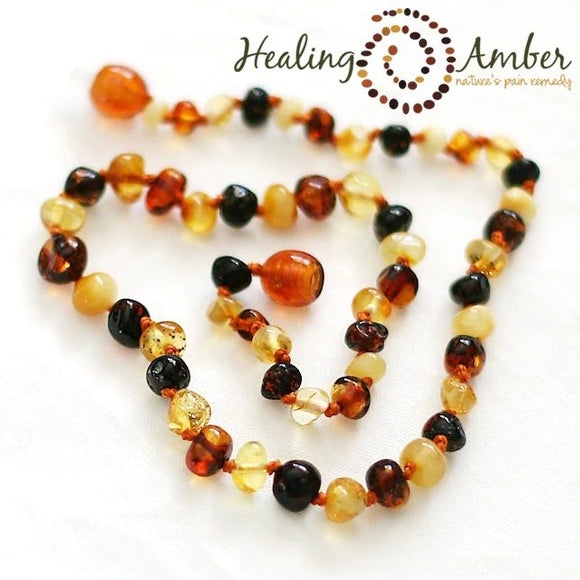 Healing Amber Teething Necklace, Rainbow, 13