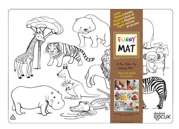 Funny Mat Wild Animals Washable Coloring Mat, 18.9x13.2