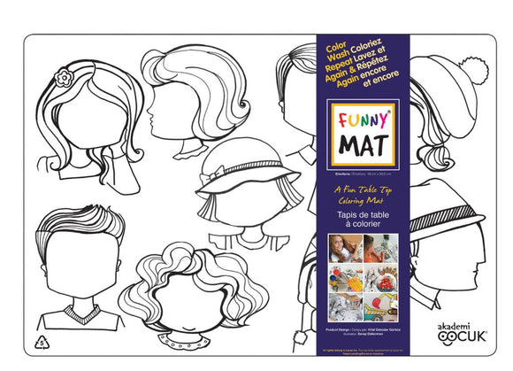 Funny Mat Emotions Washable Coloring Mat, 18.9x13.2