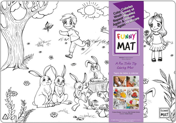Funny Mat Bunnies Washable Coloring Mat, 18.9x13.2