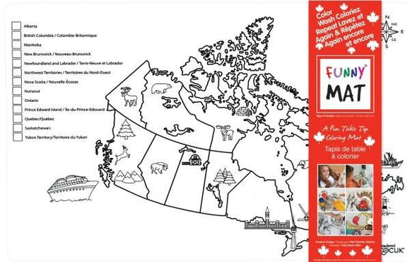 Funny Mat Map of Canada Washable Coloring Mat, 18.9x13.2