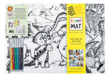 Funny Mat Set of 2 Jurassic/Vehicles Washable  Coloring Mat, 18.9x13.2"