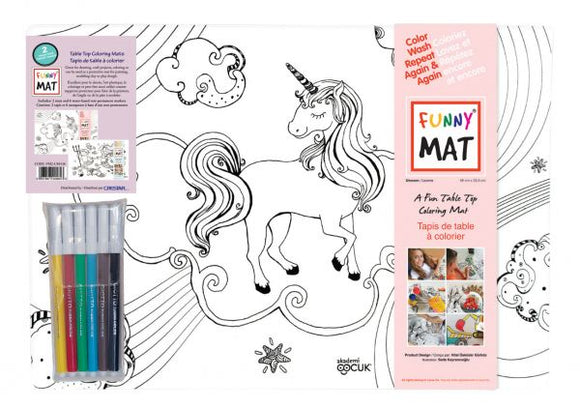 Funny Mat Set of 2 Unicorn/Mermaid Washable Coloring Mat, 18.9x13.2