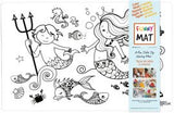 Funny Mat Set of 2 Unicorn/Mermaid Washable Coloring Mat, 18.9x13.2"